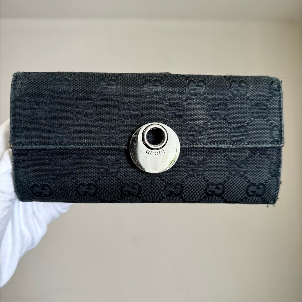 Authentic Gucci GG Monogram Canvas Eclipse Long Wallet